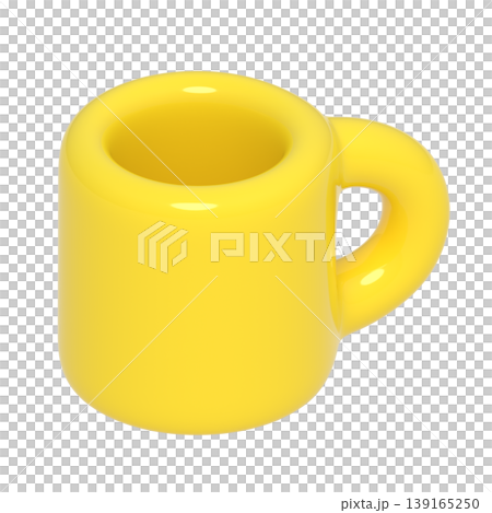 帶有透明背景的風格化馬克杯的3D插圖。 帶有透明背景的風格化馬克杯的3D插圖。 139165250