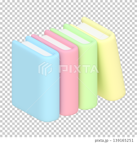 デフォルメされた本の3Dイラスト背景透過素材 139165251