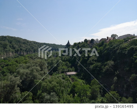 Lush Green Park View with Trees and Cityscape Under Clear Blue Sky Lush Green Park View with Trees and Cityscape Under Clear Blue Sky 139165495