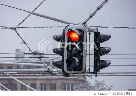 Traffic light in city street 139165955