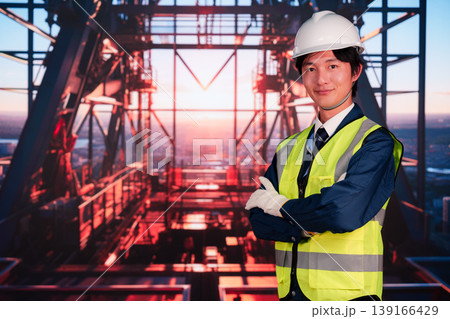 超高層建築の建設現場で働く男性 超高層建築の建設現場で働く男性 139166429