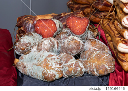 Smoked homemade ham pile 139166446