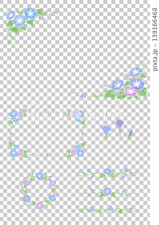 水彩あさがおフレームセット(透過)手描き 139166468