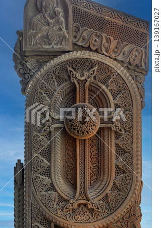Christian religion cross on church in Armenia Christian religion cross on church in Armenia 139167027