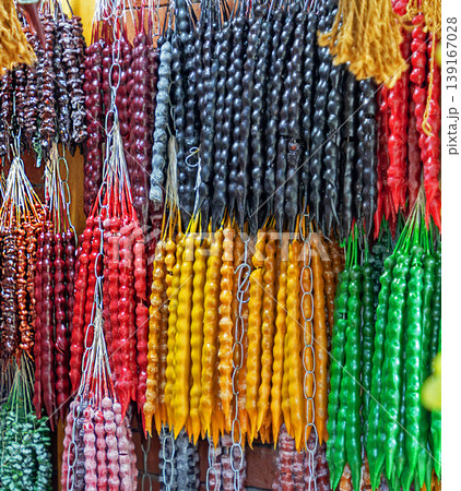Coliorful churchkhela traditional Georgian dessert Coliorful churchkhela traditional Georgian dessert 139167028
