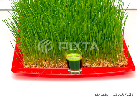 Wheat grass with glass shot 139167123