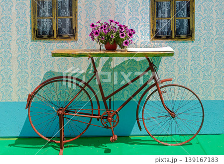 Retro decorative table in countryside Retro decorative table in countryside 139167183