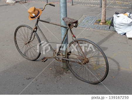 Retro bicycle on a street Retro bicycle on a street 139167250