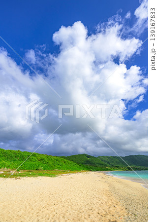 大きな雲が広がる明石ビーチの開放的な海辺風景 139167833