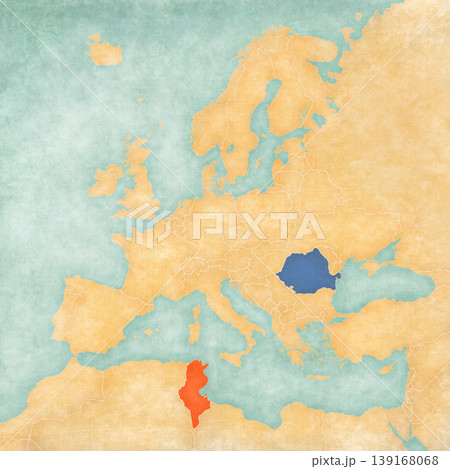 Map of Europe - Romania and Tunisia Map of Europe - Romania and Tunisia 139168068