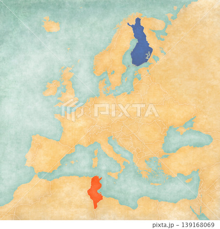 Map of Europe - Finland and Tunisia 139168069