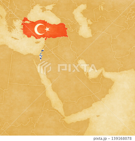 Ocher map of Middle East - Turkey and Israel Ocher map of Middle East - Turkey and Israel 139168078