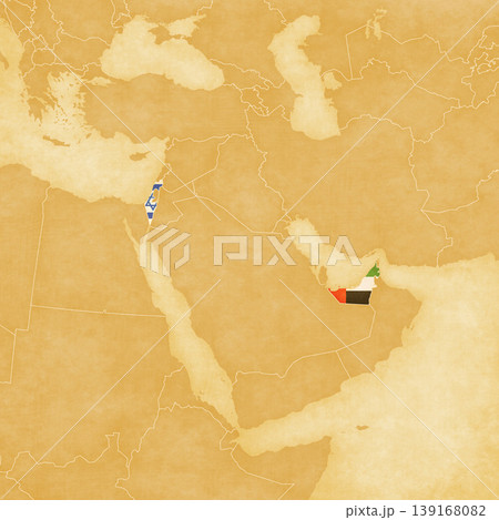 Ocher map of Middle East - Israel and United Arab Emirates Ocher map of Middle East - Israel and United Arab Emirates 139168082