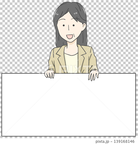 ホワイトボードを持つ女性ビジネスマンのイラスト・コピースペース・説明 139168146