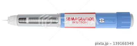 Semaglutide injection pen. Medical injector for diabetes treatment and weight loss therapy, 3d rendering Semaglutide injection pen. Medical injector for diabetes treatment and weight loss therapy, 3d rendering 139168349
