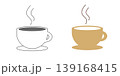 湯気の立つコーヒーカップアイコンセット（白とベージュ・シンプル・カフェ・飲み物） 139168415