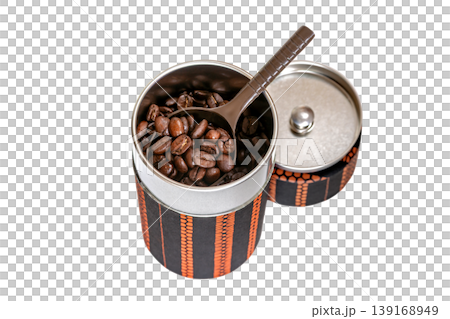 コーヒー豆を入れた和風の茶筒【透過】 139168949