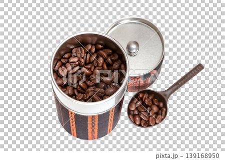 コーヒー豆を入れた和風の茶筒【透過】 139168950