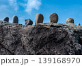 岩礁に登り沖を眺める小石たち 139168970