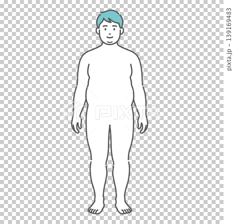 Full-body illustration of an obese adult male (front view) Full-body illustration of an obese adult male (front view) 139169483