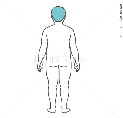 肥満体型の成人男性の全身イラスト(後ろ姿) 肥満体型の成人男性の全身イラスト(後ろ姿) 139169484