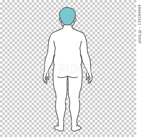 肥満体型の成人男性の全身イラスト(後ろ姿) 肥満体型の成人男性の全身イラスト(後ろ姿) 139169484