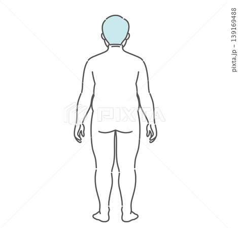 肥満体型のシニア男性の全身イラスト(後ろ姿) 肥満体型のシニア男性の全身イラスト(後ろ姿) 139169488
