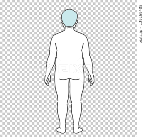 肥満体型のシニア男性の全身イラスト(後ろ姿) 肥満体型のシニア男性の全身イラスト(後ろ姿) 139169488