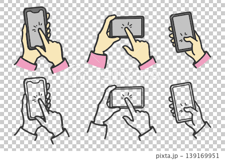 Illustration set of people using smartphones Illustration set of people using smartphones 139169951