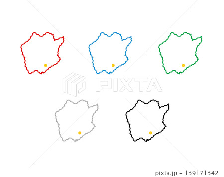 県庁入りデザイン地図_岡山県_ジグザグ 県庁入りデザイン地図_岡山県_ジグザグ 139171342