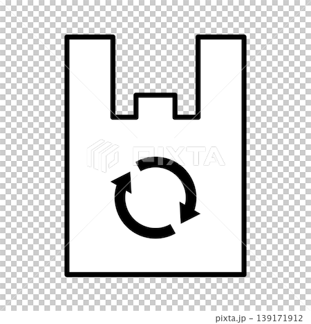 The icon of a shopping bag with a recycling symbol and handles. The icon of a shopping bag with a recycling symbol and handles. 139171912
