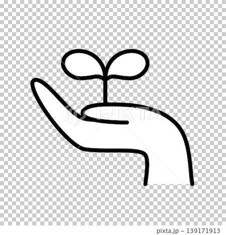 発芽している二葉の芽を手の上に乗せているエコなイメージのアイコン ベクターイラスト 発芽している二葉の芽を手の上に乗せているエコなイメージのアイコン ベクターイラスト 139171913
