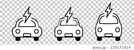 電気のマークが頭についたエコな電気自動車(EV)のアイコンセット ベクターイラスト 電気のマークが頭についたエコな電気自動車(EV)のアイコンセット ベクターイラスト 139171914