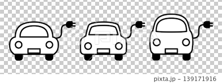 一組可愛的電動車圖標,配有電源插座。 一組可愛的電動車圖標,配有電源插座。 139171916