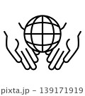 デフォルメされた地球を両手のひらで優しく包むアイコンイラスト デフォルメされた地球を両手のひらで優しく包むアイコンイラスト 139171919