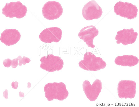 水彩にじみ素材セット16種　ピンク 139172168