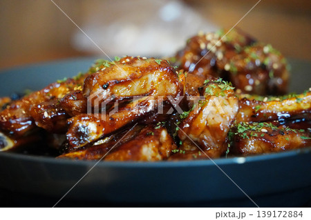 Grilled Korean Pork Baby Back Ribs with Sweet and Savory Soy Glaze(Jjok-galbi) Grilled Korean Pork Baby Back Ribs with Sweet and Savory Soy Glaze(Jjok-galbi) 139172884