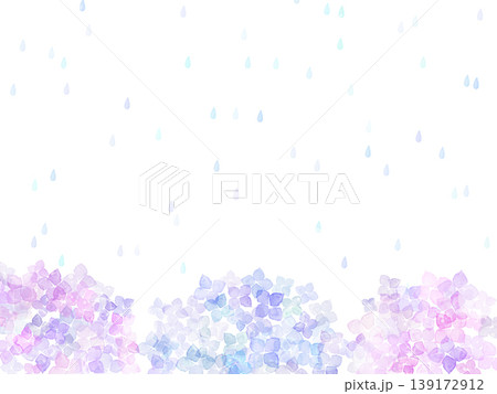 雨とアジサイの水彩フレーム 梅雨の季節を彩るおしゃれな初夏のフレーム素材 雨とアジサイの水彩フレーム 梅雨の季節を彩るおしゃれな初夏のフレーム素材 139172912