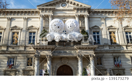Anooki sit on the exterior of hotel de ville. The Anooki sculptures, designed by Moetu Batlle and David Passegand, are featured in Avignon, for Christmas Anooki sit on the exterior of hotel de ville. The Anooki sculptures, designed by Moetu Batlle and David Passegand, are featured in Avignon, for Christmas 139173279