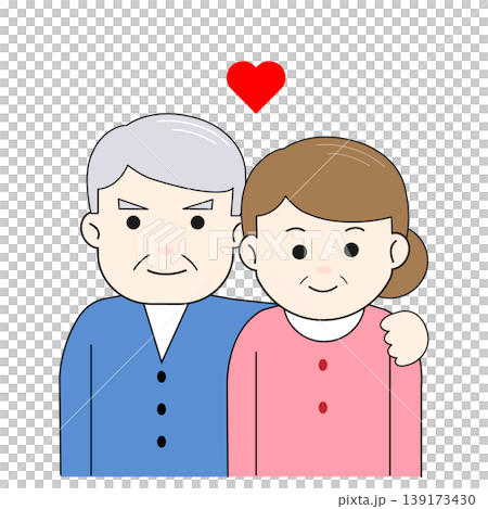 Illustration of a senior couple cuddling together Illustration of a senior couple cuddling together 139173430