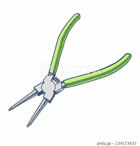 Hand Drawn Round Nose Pliers Illustration 139173637