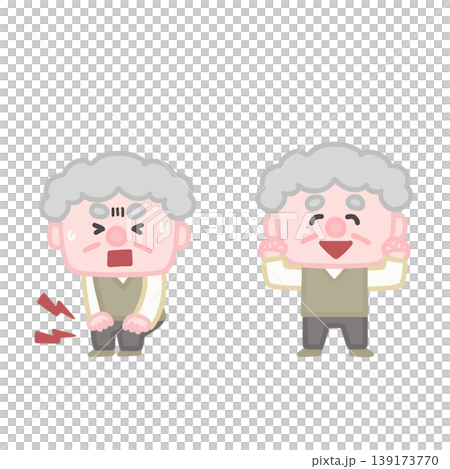An old man whose knee pain improved 139173770