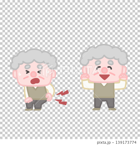 An old man whose back pain improves An old man whose back pain improves 139173774