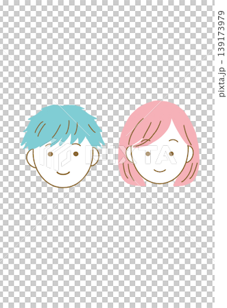 Illustration of a smiling man and a woman's mother. 139173979