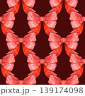 Hand drawn watercolor seamless pattern of elegant red bows. This festive holiday design features repeating rows of large, vibrant crimson ribbons with delicate translucent washes and detailed linework 139174098