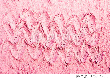waves drawn on pink powder waves drawn on pink powder 139174200