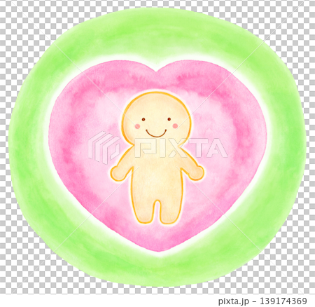 Pink heart and person (with a light green background) Pink heart and person (with a light green background) 139174369