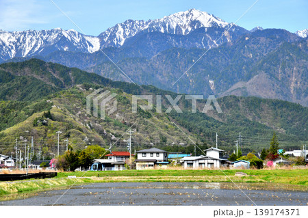 大町市常盤より餓鬼岳方面を望む(長野県大町市)【2026.4】 139174371