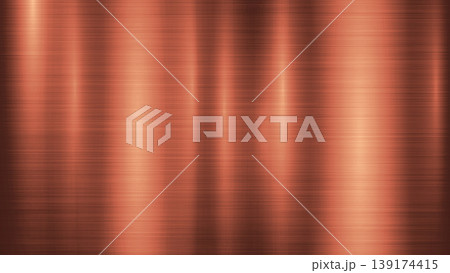 Bronze abstract brushed metal technology background with polished chrome texture. Realistic copper, silver, stainless steel, aluminum style for wallpapers, design concepts, presentations and web 139174415