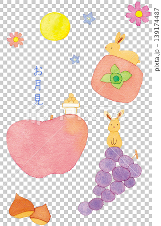 可愛的水彩插畫,描繪了賞月的場景。 可愛的水彩插畫,描繪了賞月的場景。 139174487